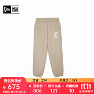 NEW ERA紐亦華MLB針織衛(wèi)褲秋冬新款NY男女情侶加絨束腳褲子 14385177-卡其色 克利夫蘭守護(hù)者 L