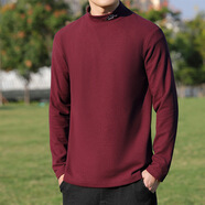 尊首（ZUNSHOU）胖子半高領(lǐng)雙面絨打底衫男士加肥加大秋冬內搭德絨長(cháng)袖T恤 紅色 L