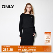 ONLY秋季優(yōu)雅氣質(zhì)蝙蝠袖針織裙長(cháng)袖連衣裙女|124346008 E40 煤黑色 S (160) 80A