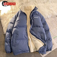 邊七雙面穿棉衣男秋冬季韓版潮流寬松仿羊羔絨棉服潮牌棉襖毛絨外套 【高質(zhì)量單面穿】206藍(lán)色 XL