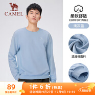 駱駝（CAMEL）長(cháng)袖圓領(lǐng)套頭衛衣男寬松休閑運動(dòng)打底衫 J13CAYL6063 淺灰藍 M