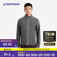 迪卡儂（DECATHLON）搖粒絨外套抓絨衣男保暖戶外運(yùn)動加厚秋絨衣沖鋒衣內(nèi)膽 男款-全拉鏈-深灰色 M