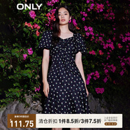 ONLY溫柔時尚高腰v領(lǐng)泡泡袖短款連衣裙女|123107092 H3G 深藍(lán)四葉草花 XS (155) 76A