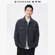 佐丹奴工裝風夾克男秋冬新款提花搖粒絨保暖口袋翻領外套01075853 38深灰 XL