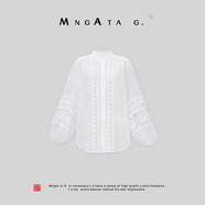 MNGATA G.宮小妍【白芷】苧麻早秋新中式中國風(fēng)穿搭休閑上衣 珍珠白 L (125-140)
