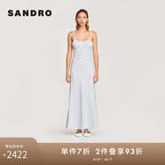 SANDRO2025春秋款女裝法式氣質(zhì)露背系帶條紋吊帶裙SFPRO04043 D323/多色 S
