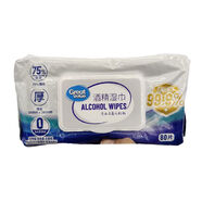 惠宜酒精濕巾75酒精濕巾抽取式掀蓋裝厚實(shí)清潔濕紙巾 80片