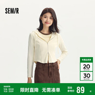 森馬（Semir）外套女短款修身顯瘦上衣秋裝正肩連帽針織夾克通勤101524108005