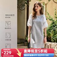 Olrain歐芮兒夏季女裝直筒名媛風(fēng)撞色蕾絲拼接連衣裙 灰色 M