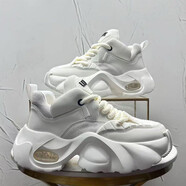 吉普森歐洲站男鞋2025秋季新款內(nèi)增高老爹鞋軟底氣墊痞帥運(yùn)動(dòng)休閑 白色 加絨 增高款 43 標(biāo)準(zhǔn)皮鞋碼