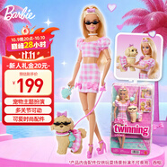 芭比（Barbie）女孩兒童娃娃玩具生日禮物-芭比絨絨好時(shí)光系列之活力貴賓犬JFP36