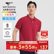 七匹狼短袖T恤男士T恤時(shí)尚中青年翻領(lǐng)商務(wù)休閑小狼標(biāo)刺繡Polo男裝