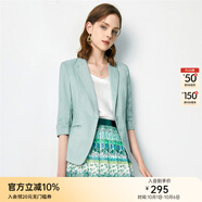 顏域簡(jiǎn)約半袖西裝外套女夏裝新款通勤顯瘦氣質(zhì)職業(yè)短款西服 淺綠 XL/42