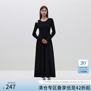 范思藍恩23FS14615 黑色針織連衣裙女秋冬新款拼接裙子 鳶尾黑 XL
