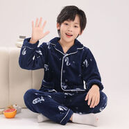 壹號鳳兒童男童秋冬季法蘭絨睡衣男孩寶寶中大童加厚珊瑚家居服親子套裝 音樂(lè )家 170 M碼【適合身高155-160cm】