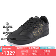 VERSACE JEANS COUTURE范思哲男士V字徽章板鞋系帶休閑禮物黑色金色男款送禮物送男友 77YA3SD1ZP347G89黑 43