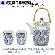 魔都釉下彩陶瓷水壺大容量家用儲水套裝老式耐高溫冷水壺茶壺杯提梁壺 藍盞菊一壺兩杯 1L以上