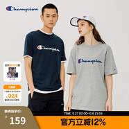Champion夏季經(jīng)典款印花草寫(xiě)LOGO圓領(lǐng)休閑運動(dòng)T恤無(wú)性別冠軍短袖男女情侶 黑色(偏?。?M