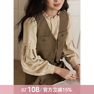 謎秀復古學院風襯衫毛呢馬甲半身裙女2025春季新款女裝不含腰帶 綠色外套（裙子需另拍） S