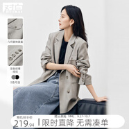 對(duì)白灰色寬松廓形西裝外套女2025秋季新款復(fù)古高級(jí)感氣質(zhì)休閑西服 灰亞麻 M