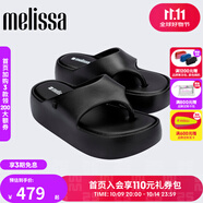 melissa梅麗莎25新品FREE THONG女厚底法棍面包鞋夾腳涼拖鞋36088 黑色 40