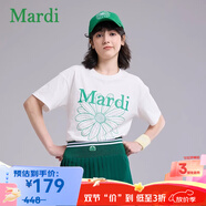 MARDI【京東奧萊】女士夏季休閑時(shí)尚短袖T恤MTX2522001319 米白X葉綠 S