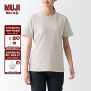 無(wú)印良品（MUJI） 女式 雙羅紋編織 T恤 休閑百搭 短袖女夏季薄荷曼波風(fēng) 淺灰色 2S XS