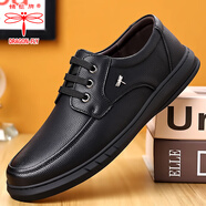 RED DRAGONFLY紅蜻蜓男士頭層牛皮休閑男鞋 【系帶款】黑色 38