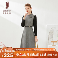 經典故事（JANE STORY）經典故事千鳥格針織連衣裙女秋冬2024新款赫本風拼接假兩件裙子 R73黑 2XL