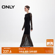 ONLY2025秋季新款甜美優(yōu)雅鉤花蕾絲長(cháng)袖長(cháng)裙連衣裙女|125161006 H1Z 黑色 S