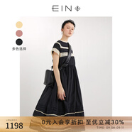 EIN【輕禮服】EIN言小黑裙中長款絲棉短袖蕾絲連衣裙女2024夏季新款 小黑裙 M