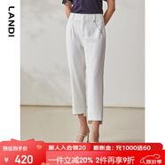 藍(lán)地（LANDI）夏季新款白色高腰顯瘦通勤直筒褲女小個(gè)子休閑褲 白色 S