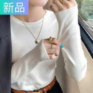 妃奧絨2025早冬秋穿搭修身針織打底衫女顯瘦低領洋氣內(nèi)搭毛衣長袖上衣 白色 2XL