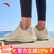 安踏（ANTA）漫步女鞋跑步鞋夏季網(wǎng)面透氣輕便運動鞋慢跑鞋戶外休閑旅游鞋子 【網(wǎng)面透氣】燕麥白/淺煙灰-5 37.5
