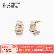 She's茜子環(huán)形小米珠耳環(huán)氣質(zhì)女士耳釘時(shí)尚耳飾生日禮物