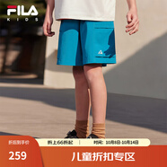 FILA斐樂(lè )兒童童裝短褲/裙2025年夏季新款男女中大童梭織五分褲 青濤藍-BU 175