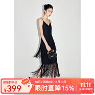 Mandy Zhang黑色流蘇吊帶連衣裙輕奢高級感禮服夏天女裝2024年夏季新款氣質(zhì) 燕尾黑 L 170/92A