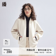 播立領拉鏈棒球服女商場同款2024新款學院風洋氣短外套BDR1WD0202 G10琬琰灰 琬琰灰 S