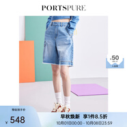 PORTS寶姿女裝秋冬新品女裝寬腳口牛仔短褲RD7P007PDC026 LIGHT DENIM 38