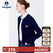 Navigare意大利小帆船女針織衫春秋圓領(lǐng)小開(kāi)衫毛衣外套2334092061 藏青 XL