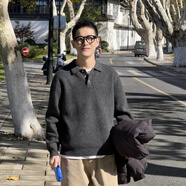 賓疆Nick Tian 秋冬新款韓系polo領(lǐng)針織毛衣男慵懶感簡(jiǎn)約休閑寬松上衣 2521深灰(高質(zhì)量版收藏先發(fā)貨) XL