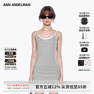 ANN ANDELMAN官方直營灰色無袖修身掛脖包臀短裙假兩件吊帶連衣裙 灰色 M