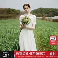 范思藍恩月光裙 白色連衣裙女夏初戀領證小白裙24FS12002 白色 M