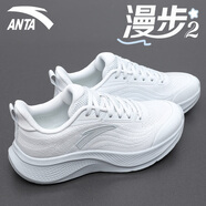安踏女鞋運動鞋女漫步跑步鞋秋季新款網(wǎng)面軟底輕便不累腳學(xué)生跳繩鞋 余粉白/藕灰 (漫步2) 38.5