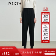 PORTS女裝秋冬新品縫制針織中筒長褲LL9P031LWW042 黑色 6