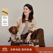茵曼巴恩風(fēng)牛仔夾克外套2025秋女裝新款落肩袖上衣 杏色 XL