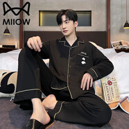 貓人（MiiOW）睡衣男士春秋季2025新款長(zhǎng)袖卡通可愛(ài)薄款休閑寬松男生家居服套裝 66627A XL (130-150斤)
