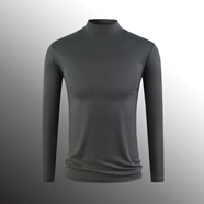紅豆（Hodo）莫代爾半高領(lǐng)秋衣男士長(zhǎng)袖t恤打底衫薄款中領(lǐng)內(nèi)衣上衣服男裝 深灰(1件) S _碼【65-80斤內(nèi)】