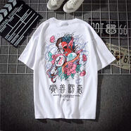 弄浪（nonglong）夏季圓領(lǐng)三只鶴印花男潮流t恤韓版ins港風(fēng)休閑男裝 T19白色 M