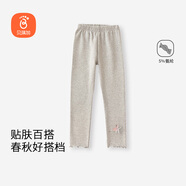 貝瑞加（Babyprints）女童打底褲兒童褲子女寶寶彈力長褲女孩春秋底褲木耳邊 灰120